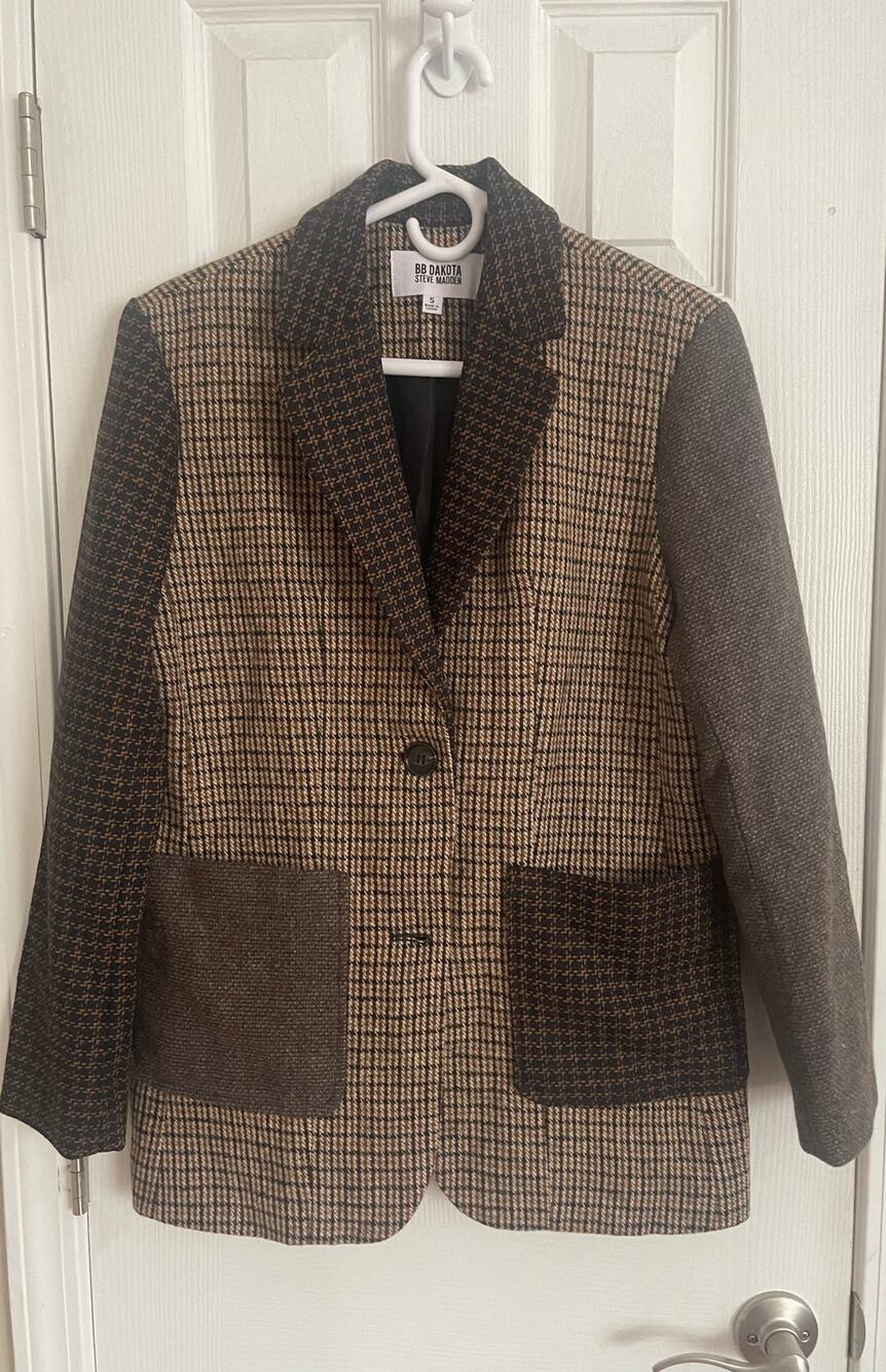 BB Dakota by Steve Madden Mixed Plaid Blazer in Brown Plaid Mix @ Nordstrom, A50